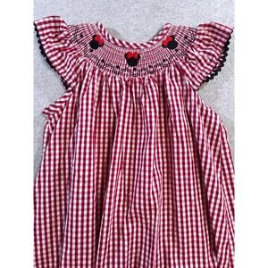 Minnie Mouse Smocked Gingham Dress Girls 2XL Red White Embroidered Boutique